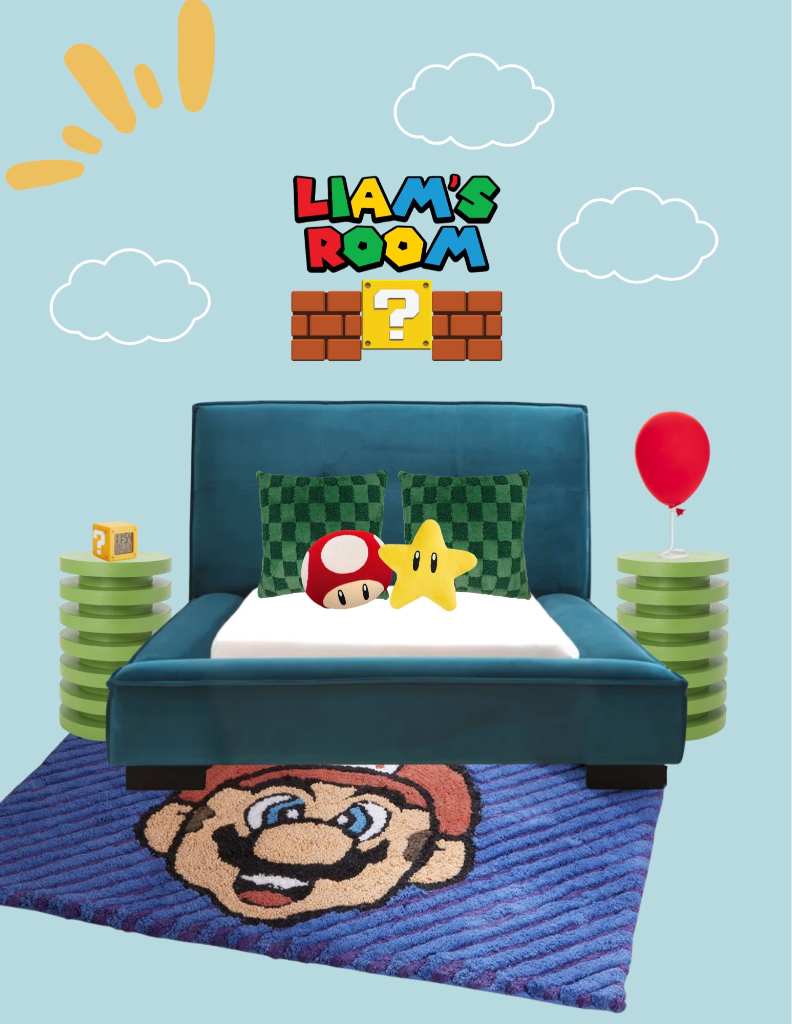 I saw this little red balloon lamp and knew I had to create a little vision board for a Mario themed bedroom 😅 I hope this is my nephews bedroom someday.

#LTKHome #LTKFamily #LTKKids