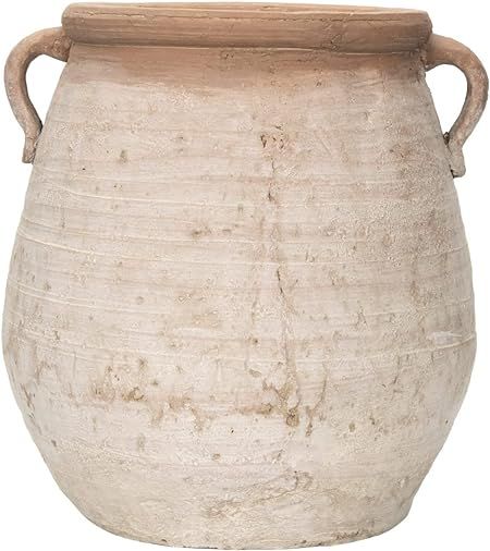 Creative Co-Op Large Orange & Whitewashed Terracotta Urn, 14 Inch High, Orange | Amazon (US)