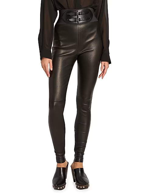 Leather Buckled Leggings | Saks Fifth Avenue