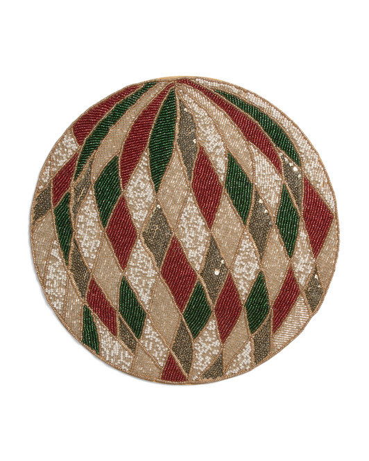 Round Ornament Beaded Placemat | TJ Maxx