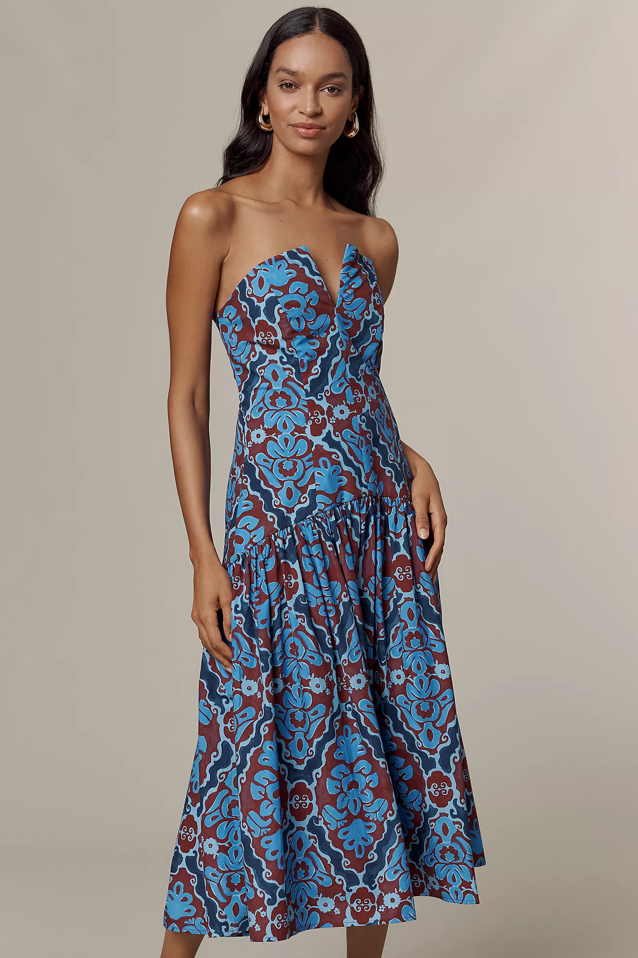De Loreta Ariel Strapless Midi Dress | Anthropologie (US)