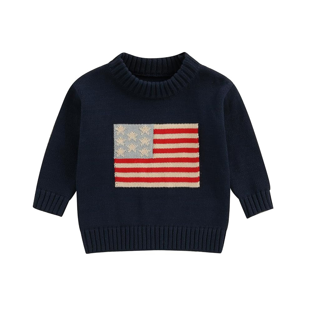 Toddler Baby Boy Girl 4th of July Outfit Long Sleeve Crewneck American Flag Sweater Memorial Day ... | Amazon (US)