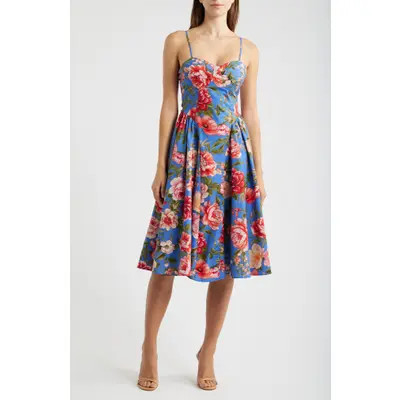 Emerald Sundae Print Sleeveless Fit & Flare Dress in Blue /Multi at Nordstrom, Size Large | Nordstrom