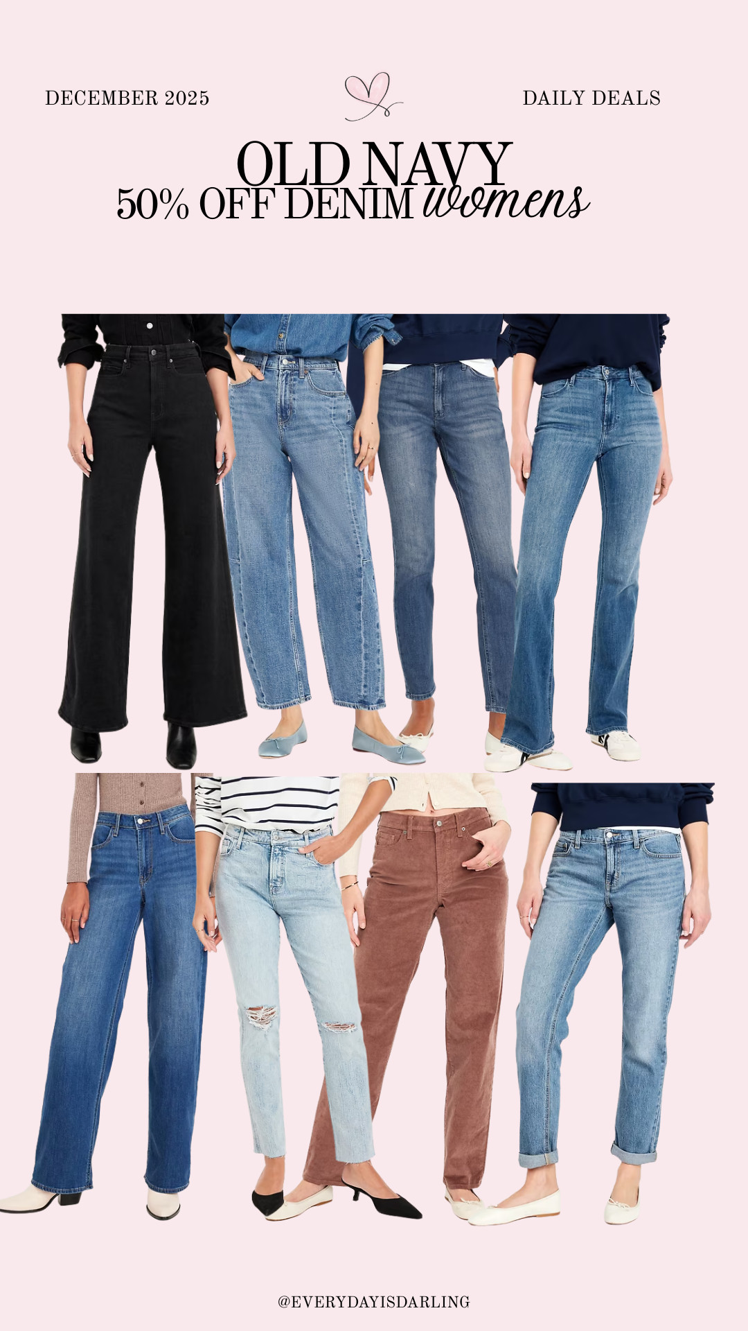 50% off denim at Old Navy for women! Today only! 

 #LTKootd #LTKSaleAlert
