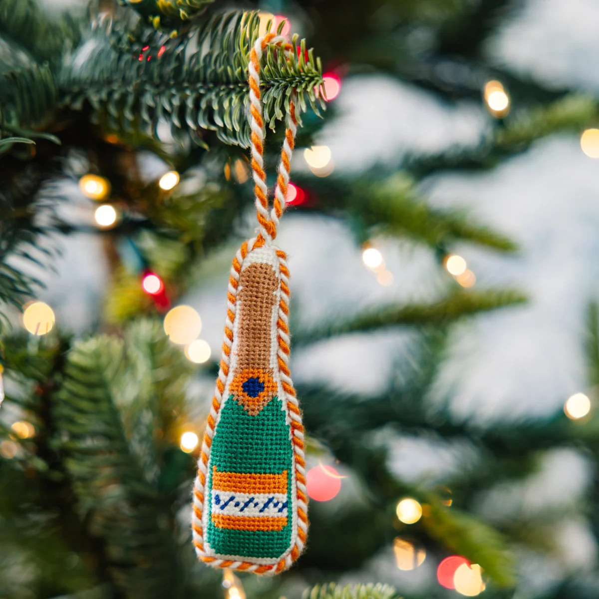 Furbish Studio Needlepoint Shape Ornament - Champagne Bottle | Furbish Studio