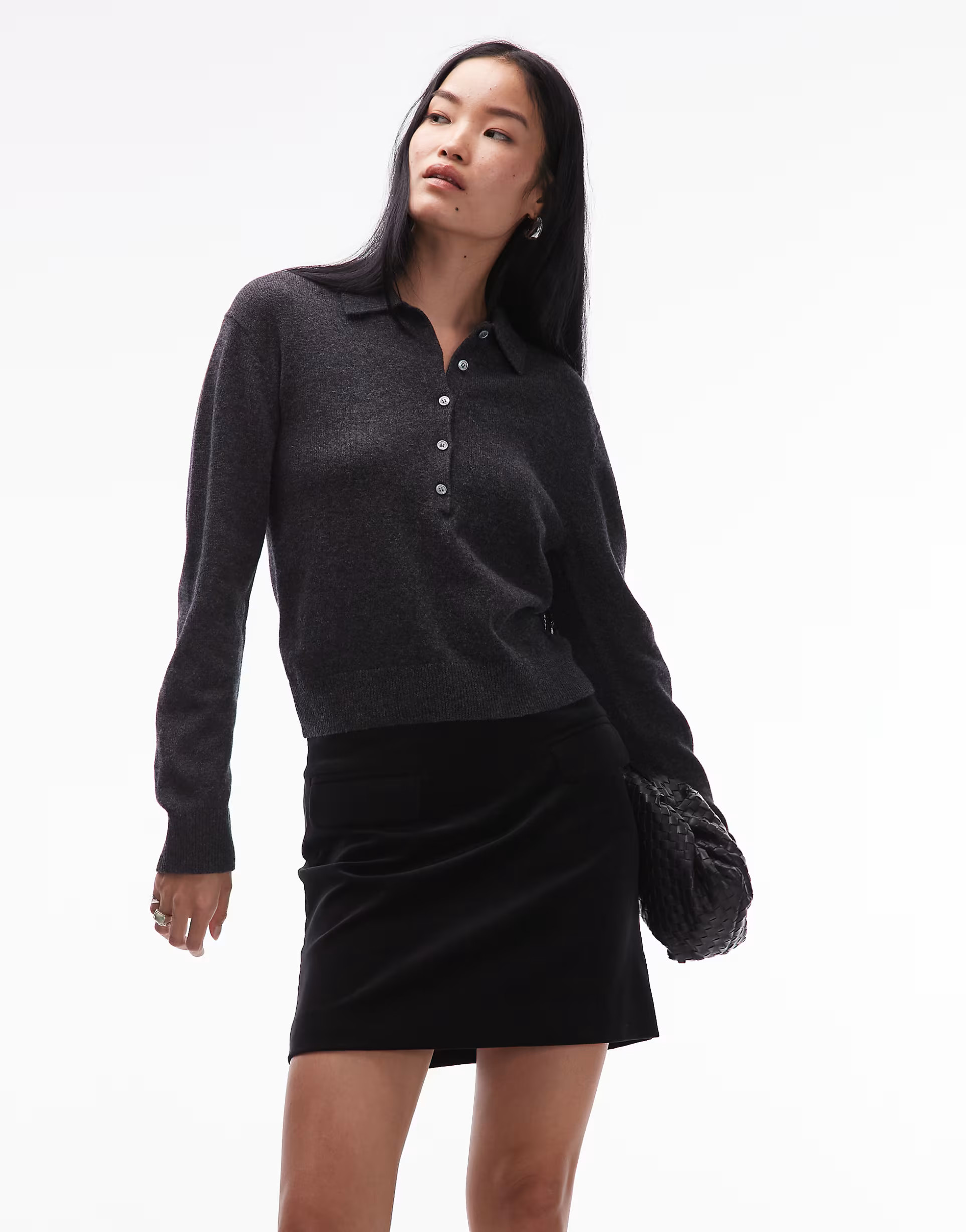 ARKET cotton rich velvet mini skirt with front pockets in black | ASOS (Global)