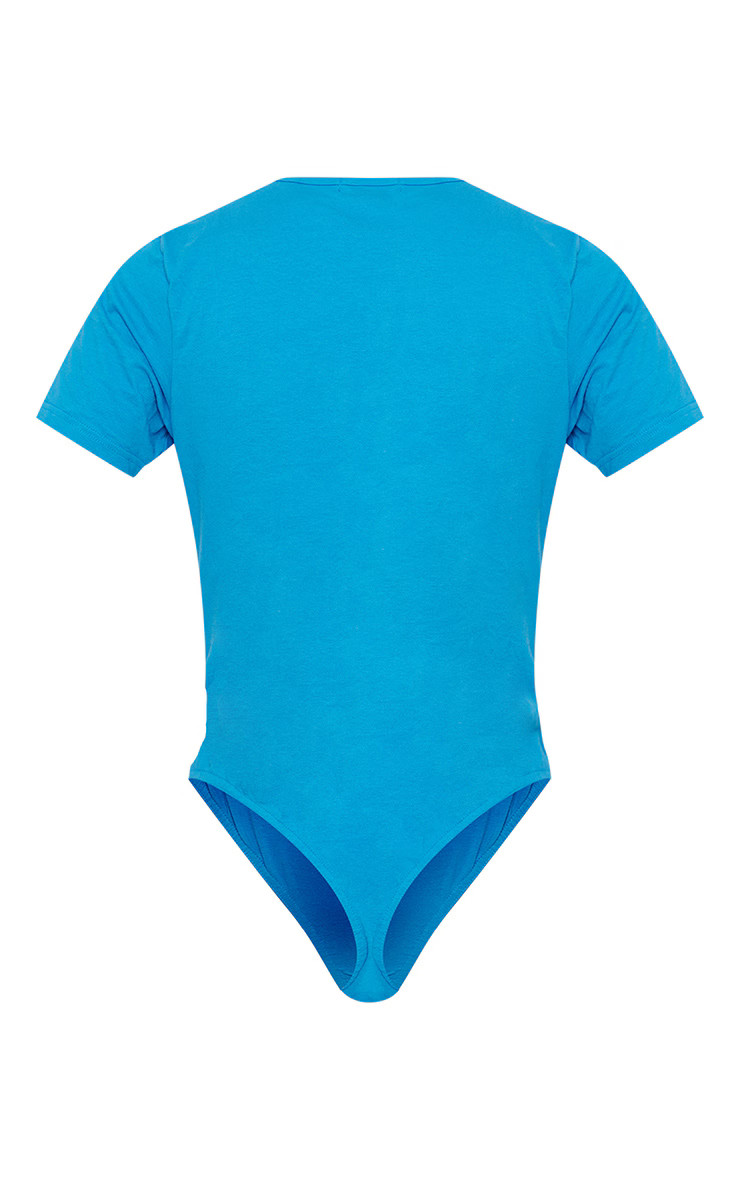 PRETTYLITTLETHING Plus Bright Blue Short Sleeve Bodysuit | PrettyLittleThing UK