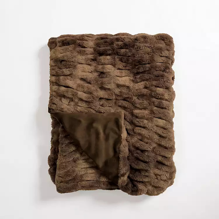 Brown Tie Dye Ruched Faux Fur Throw | Kirkland's Home