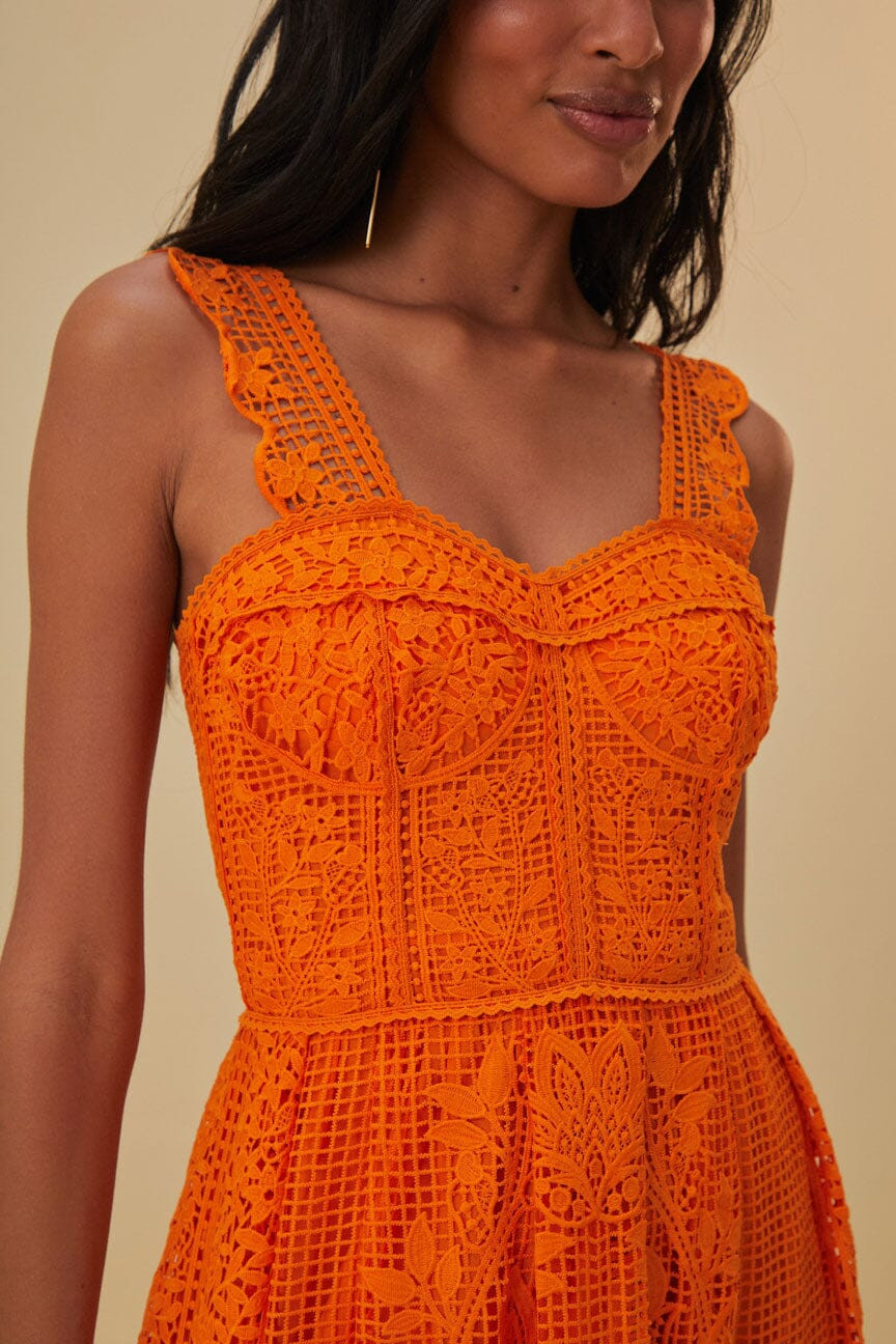 Orange Guipure Sleeveless Maxi Dress | FarmRio (US)
