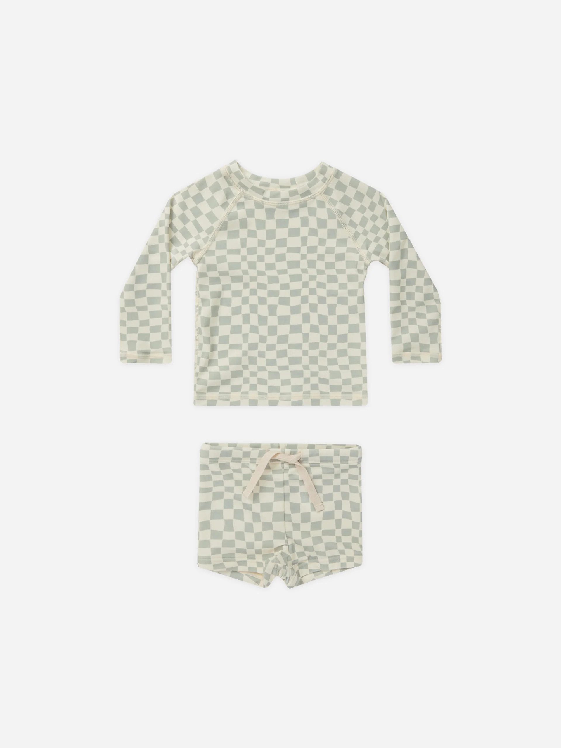 Rash Guard Boy Set || Seafoam Check | Rylee + Cru