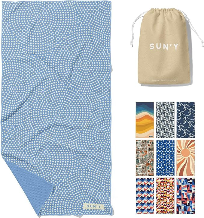 SUN'Y Waffle Microfiber Beach Towel Travel Towel 63" x 31.5" | Amazon (US)