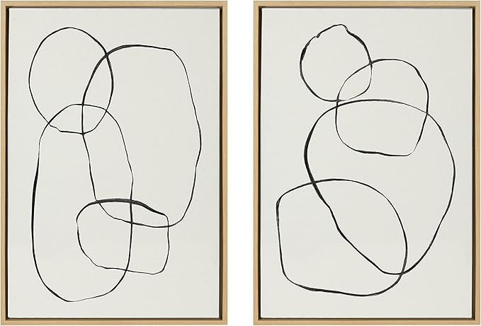 Kate and Laurel Sylvie Modern Circles and Going in Circles Framed Linen Textured Canvas Wall Art ... | Amazon (US)