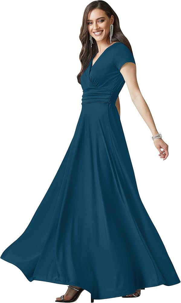 KOH KOH Womens Sexy Cap Short Sleeve V-Neck Flowy Cocktail Gown | Amazon (US)