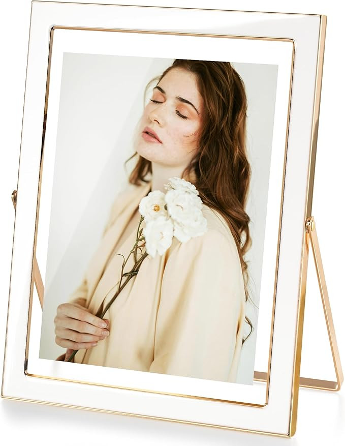 Axeman 6x8 Gold Floating Frame White Enamel Picture Frame with Metal Edge for 5x7, 4x6 up to 6x8 ... | Amazon (US)