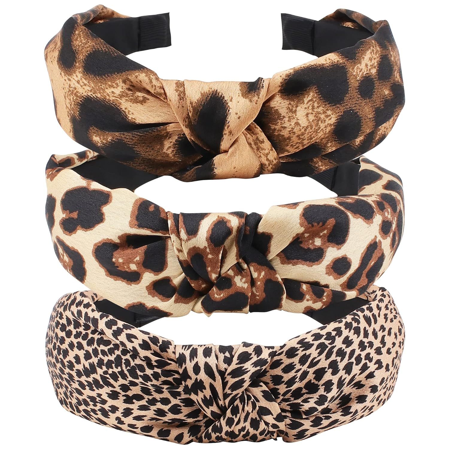 Amazon.com : Leopard Headband, TOBATOBA 3Pcs Leopard Print Headbands for Women, Top Knot Headband... | Amazon (US)