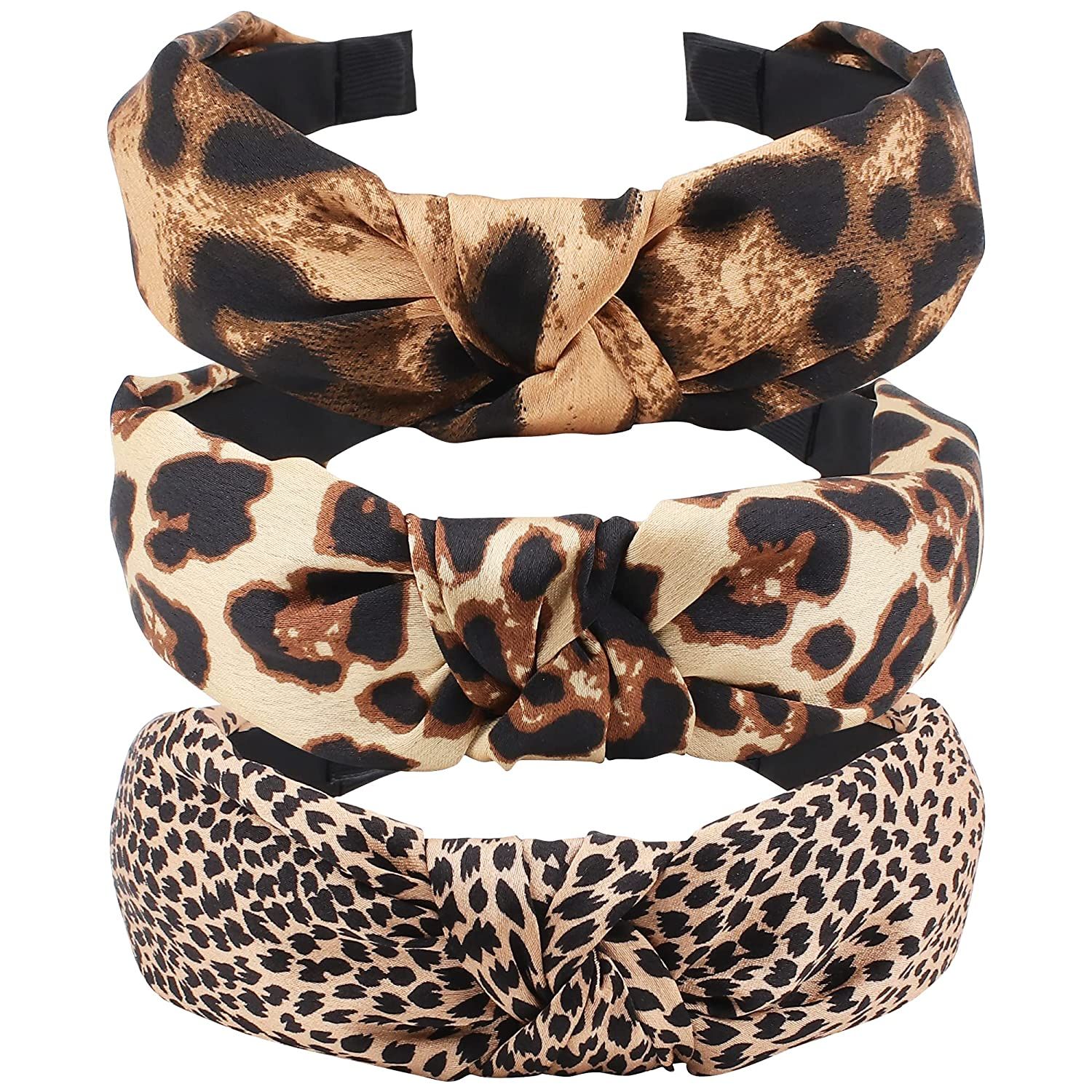 Amazon.com : Leopard Headband, TOBATOBA 3Pcs Leopard Print Headbands for Women, Top Knot Headband... | Amazon (US)