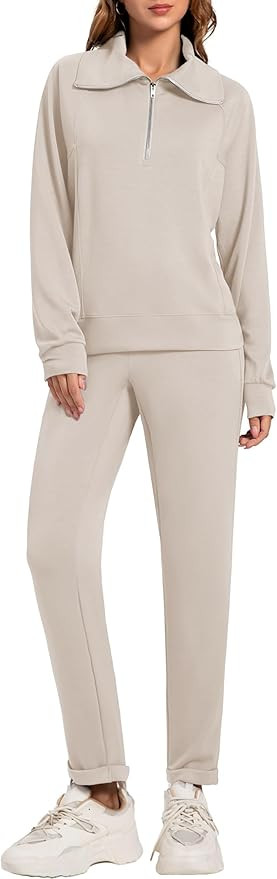 Lounge Wear for Women 2 Piece Set Stand Collar Half Zip Pullover Sweatpants Athletic Clothing Com... | Amazon (US)