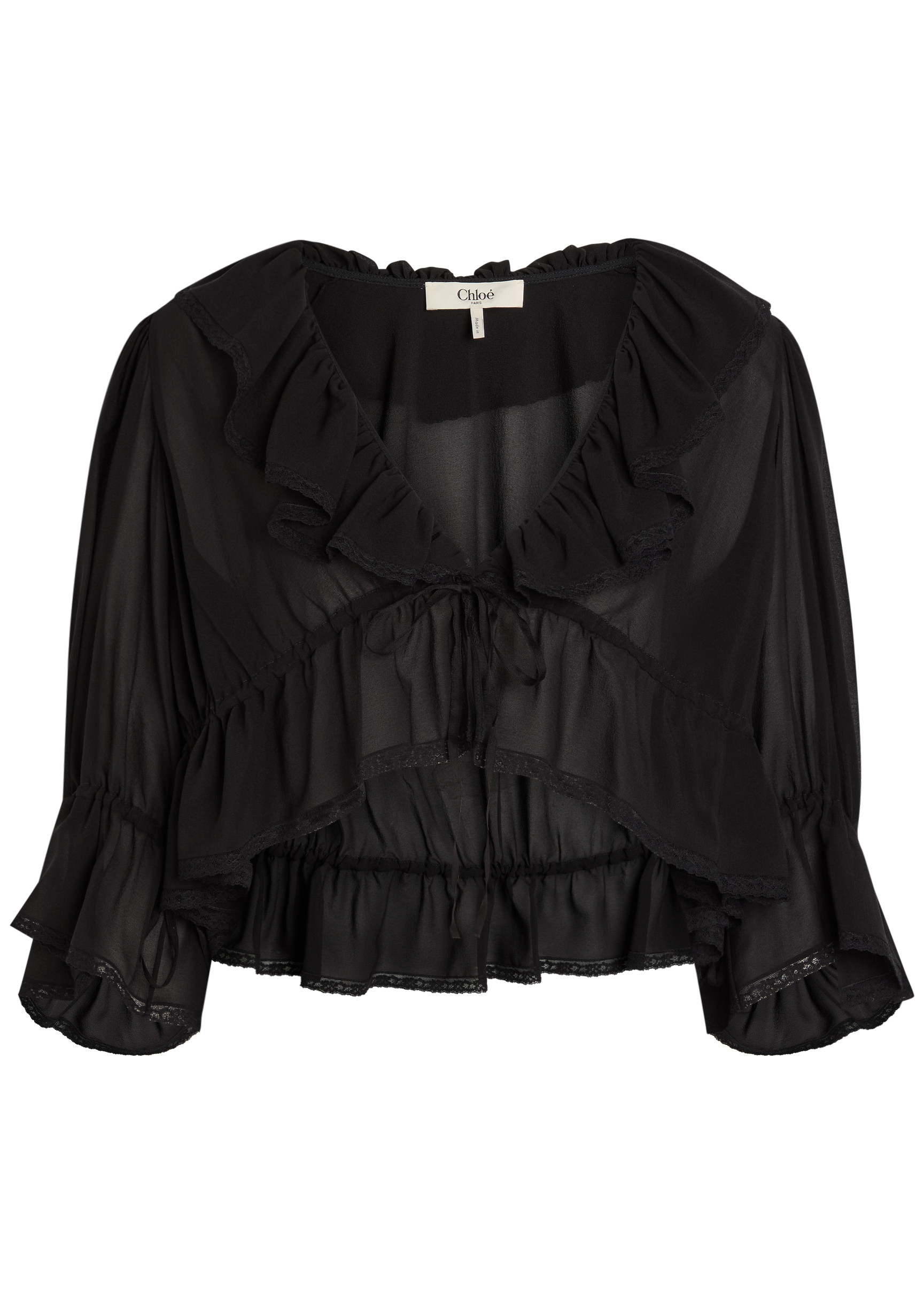 Ruffled cropped silk-chiffon top | Harvey Nichols