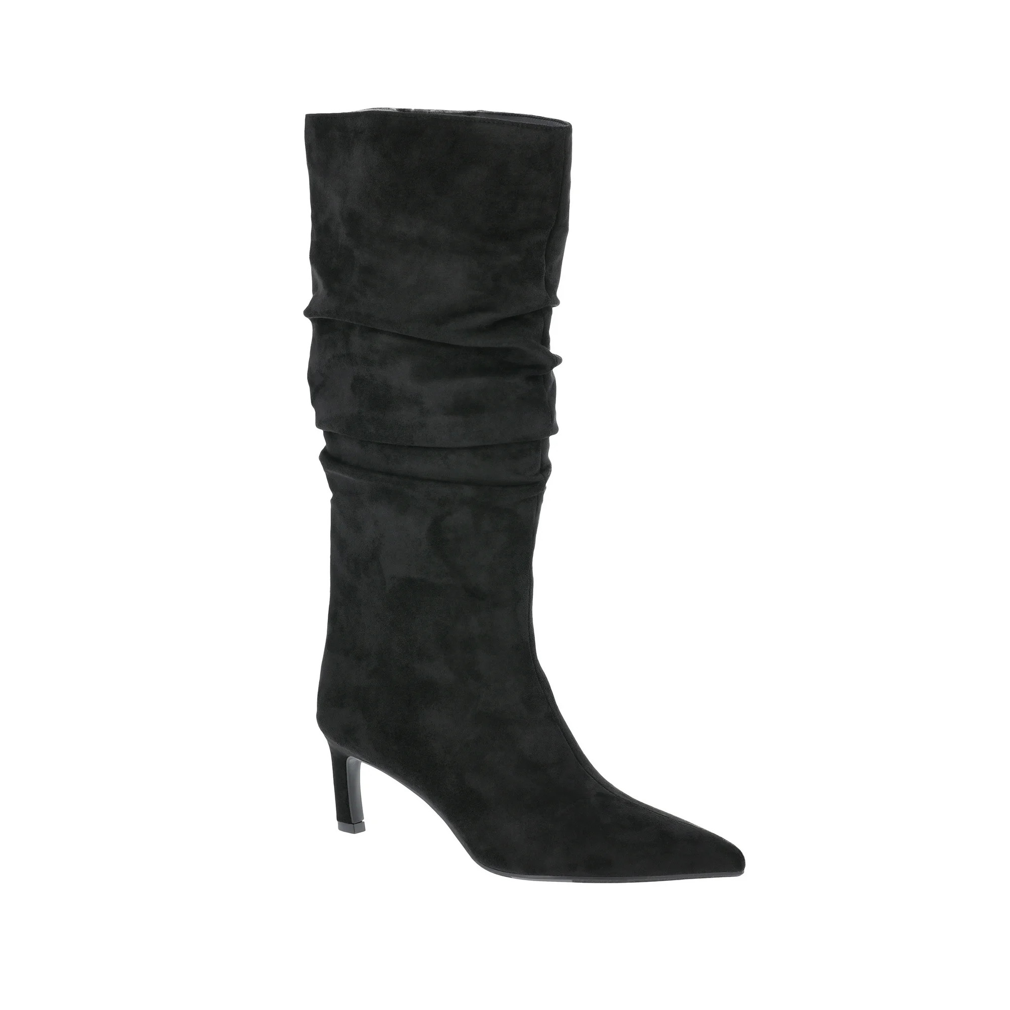 Time and Tru Women's Faux Suede Slouch Boots with Kitten Heels, (Wide Width Available) | Walmart (US)