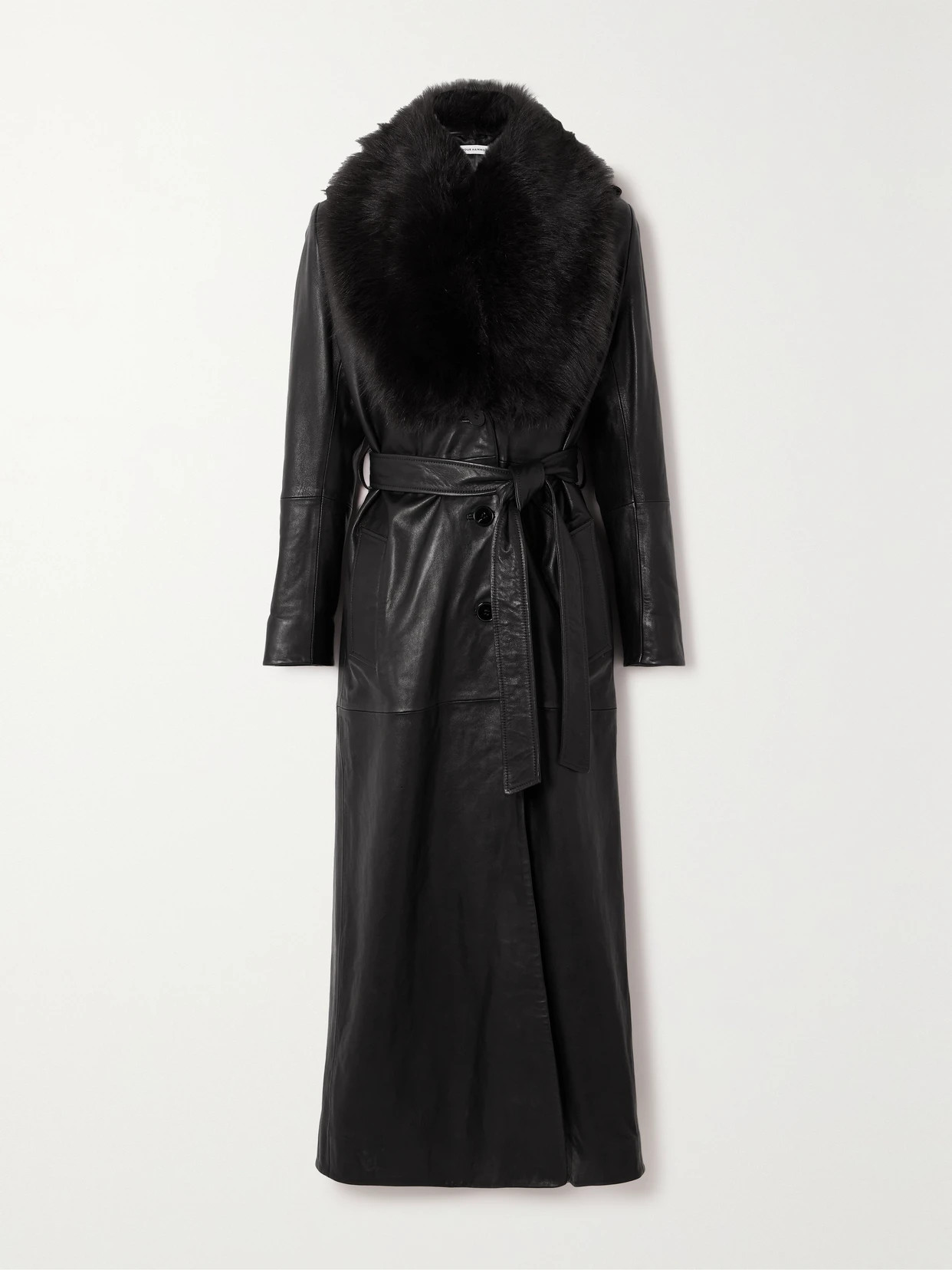 Nour Hammour - + Net Sustain Dakota Belted Shearling-trimmed Leather Coat - Black | NET-A-PORTER (US)