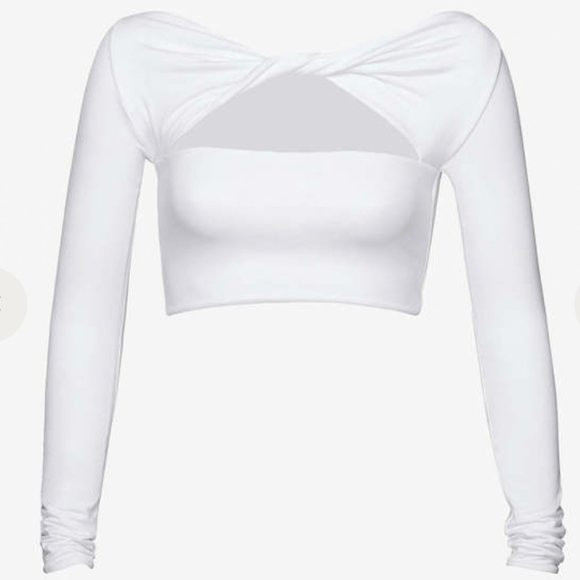 NWT SER.O.YA Ellis White Long Sleeve Twisted Cutout Crop Top Women's | Poshmark