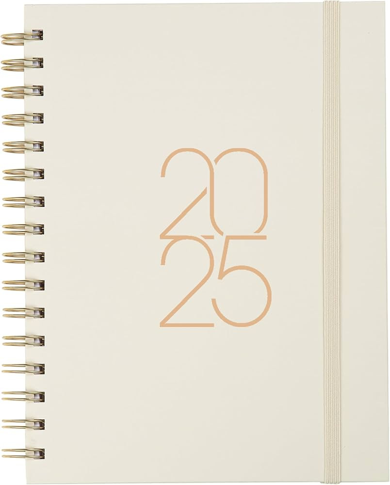 2025 Planner (Warm Gray) - 8.5" x 6.4" Hardcover Yearly Agenda with Twin-Ring Spiral Binding - Ef... | Amazon (US)