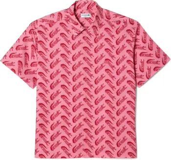Lacoste Relaxed Fit Logo Print Short Sleeve Button-Up Shirt | Nordstrom | Nordstrom