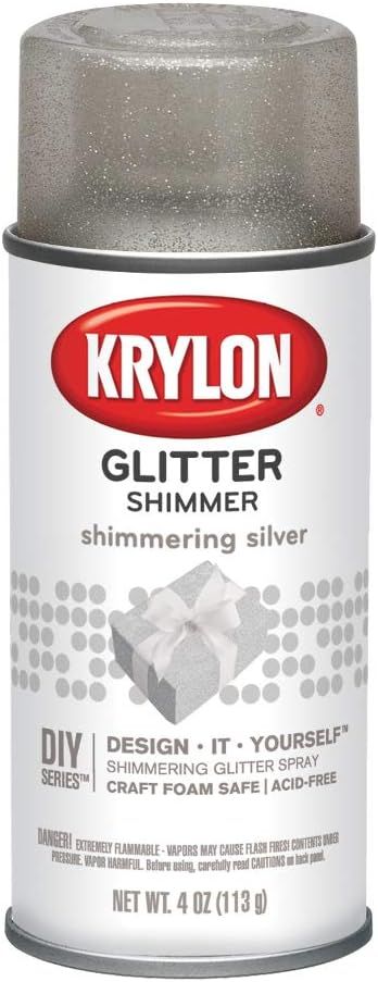 Krylon I00402 Glitter Aerosol Spray, Shimmering Silver | Amazon (US)