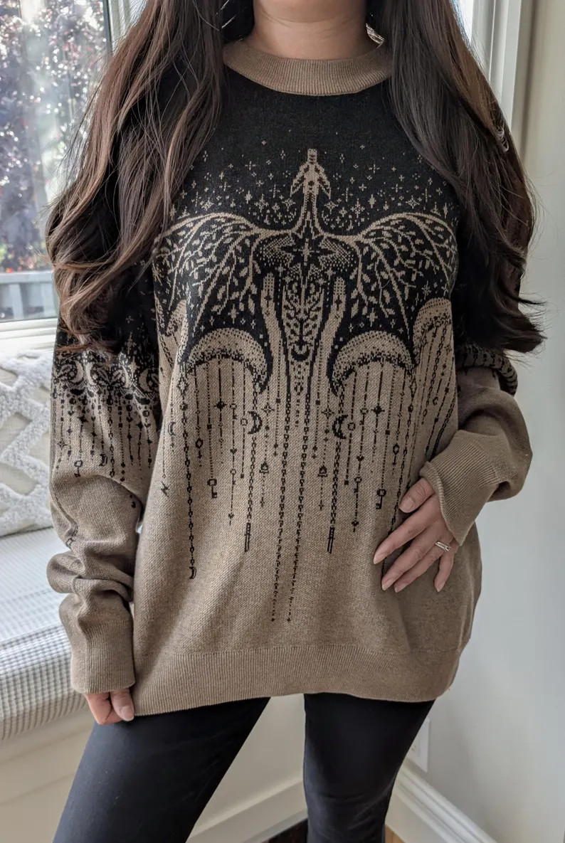 Celestial Dragon Relaxed Fit Knit Sweater - Etsy | Etsy (US)
