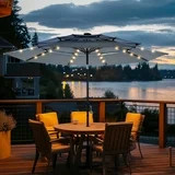 9ft 3-Tier Solar Patio Umbrella,Outdoor Market Sun Shade with 24 LED Lights for Backyard,Deck,Poo... | Walmart (US)