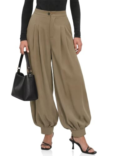 Cicy Bell Womens Striped Dress Pants Balloon Pleated Wide Leg Trousers | Amazon (US)