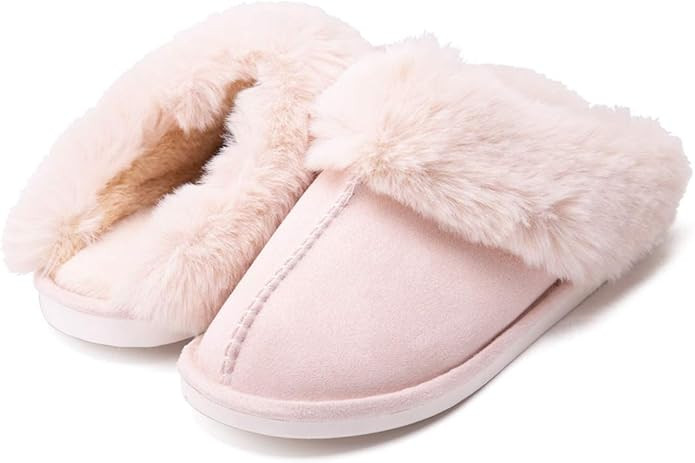 Epsion Womens Winter Warm Slipper Faux Fur Fluffy Slip-On House Slippers Suede Fur Lined/Anti-Ski... | Amazon (US)