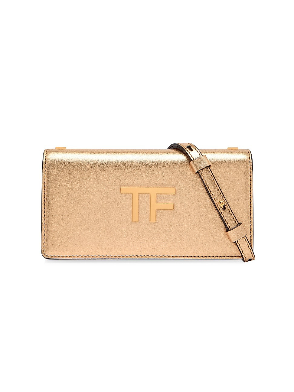 Women's Mini TF Metallic Leather Crossbody Bag - Gold | Saks Fifth Avenue