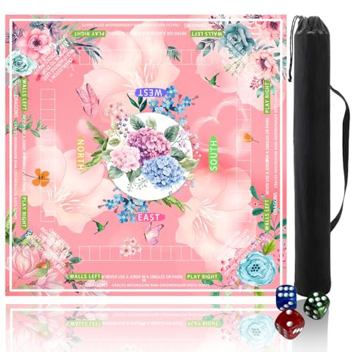 mahjong mat for table with Drawstring Bag/31.5Inch/american mahjong table cloth with rules mats， Noise Reduction Anti-Slip game mat for table，for Mahjong/Poker/Board Games/Card Games/Dominoes (pink) | Amazon (US)