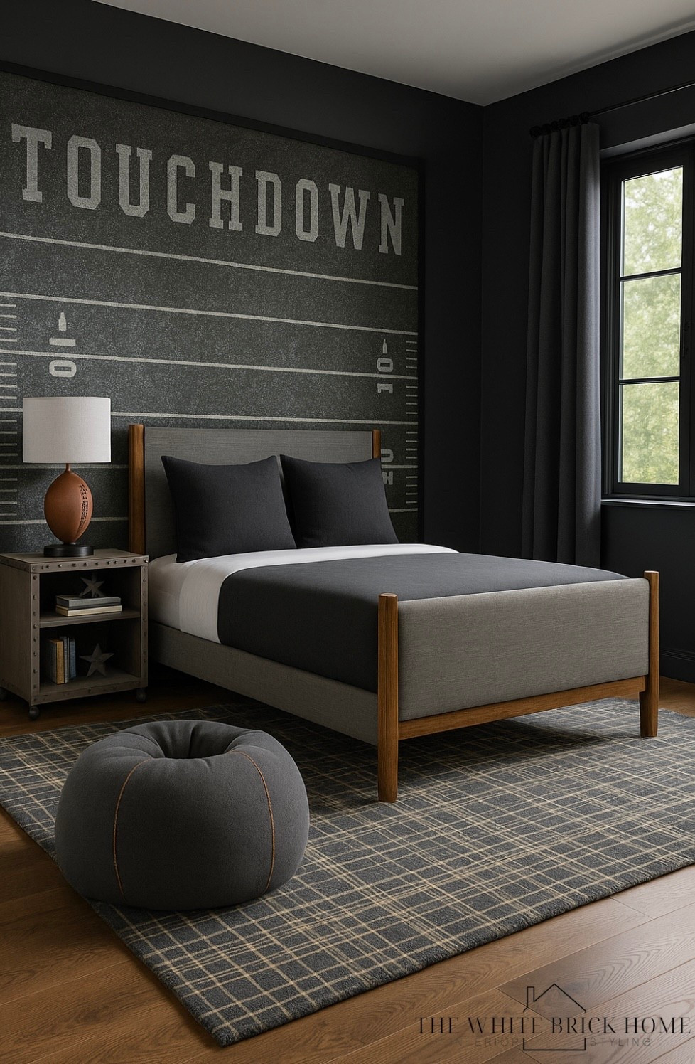 This sleek football inspired teen bedroom blends sports energy with modern touches, creating the perfect combo of comfort and personality. 

Teen boy, teen boy bedroom, moody boys bedroom, Boys room, boys bedroom, football, football bedroom, kids room sports, sports themed bedroom, boys room rug, boys room wall mural, boys room bean bag, boys room table lamp, boys room nightstand, boys room furniture, boys room decor ideas, boys room finds, home decor, boys room football bedroom, Wayfair, pottery barn teen 

#LTKKids #LTKHome #LTKFamily