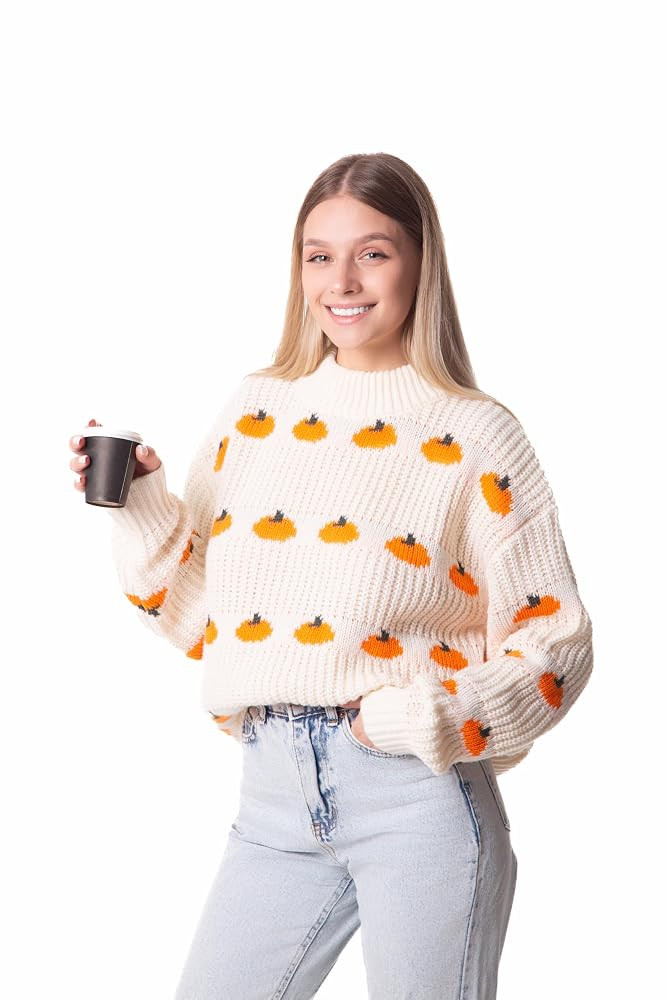 Madore Orange Pumpkin Sweater for Women - Adult Pullover Autumn Outfits Plus Halloween Fall 2024 ... | Amazon (US)