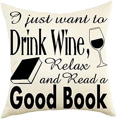 Ogiselestyle I Just Want to Read A Good Book Motivational Sign Cotton Linen Home Decorative Throw... | Amazon (US)