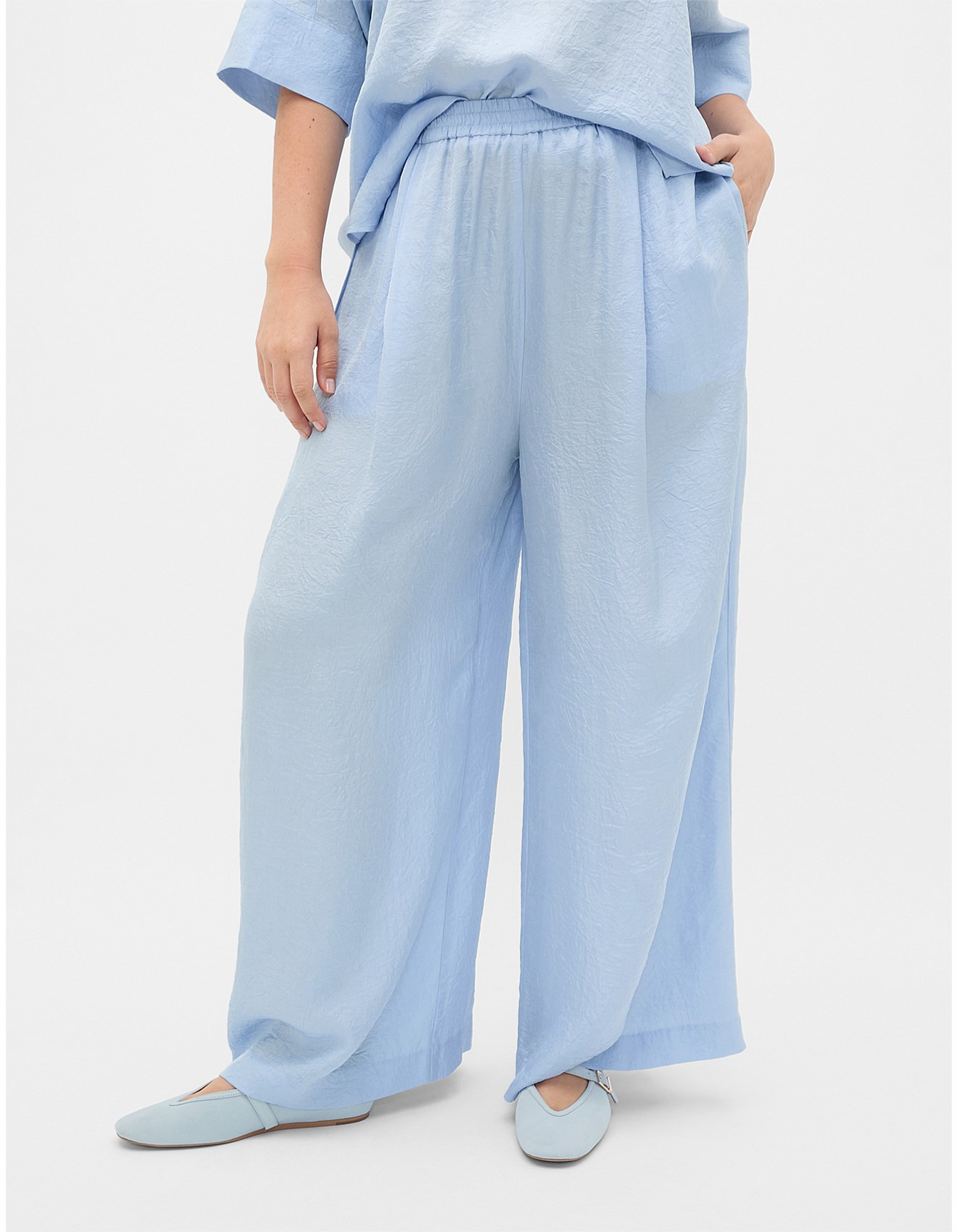 TEXTURED SATIN GATHERED PANT | David Jones (Australia & New Zealand)