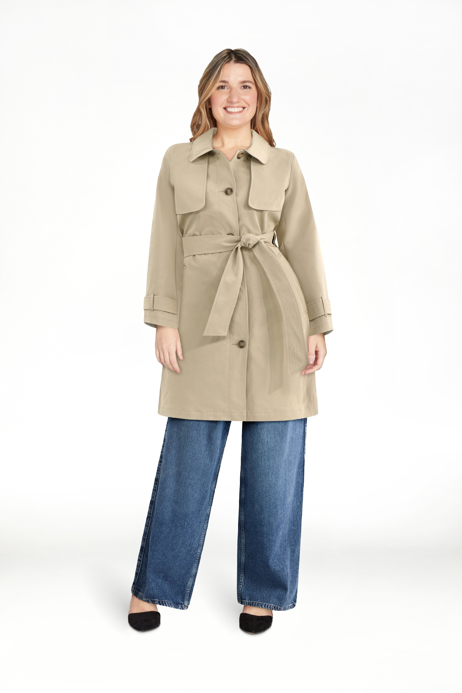Time and Tru Women's Belted Trench Coat, Midweight, Sizes XS-2X | Walmart (US)