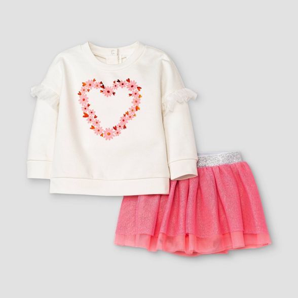 Baby Girls' Valentine Tutu Top & Bottom Set - Cat & Jack™ Pink | Target