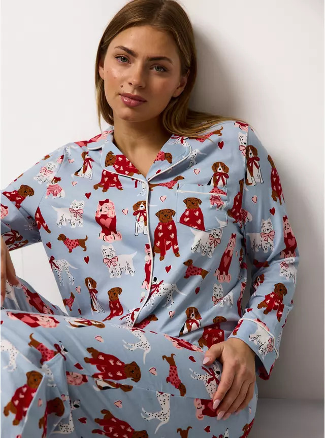 Blue Dogs Printed Traditional Pyjamas XS | Tu Clothing