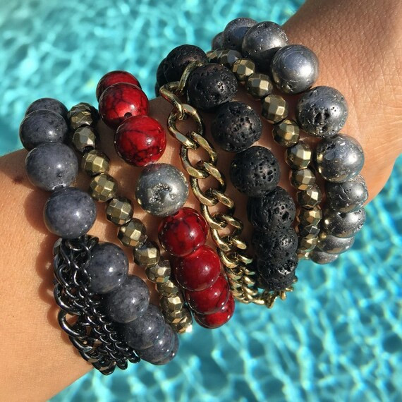 Crimson Nights, Bracelet Stack, Arm Candy, handmade bracelets, bead bracelets | Etsy (US)