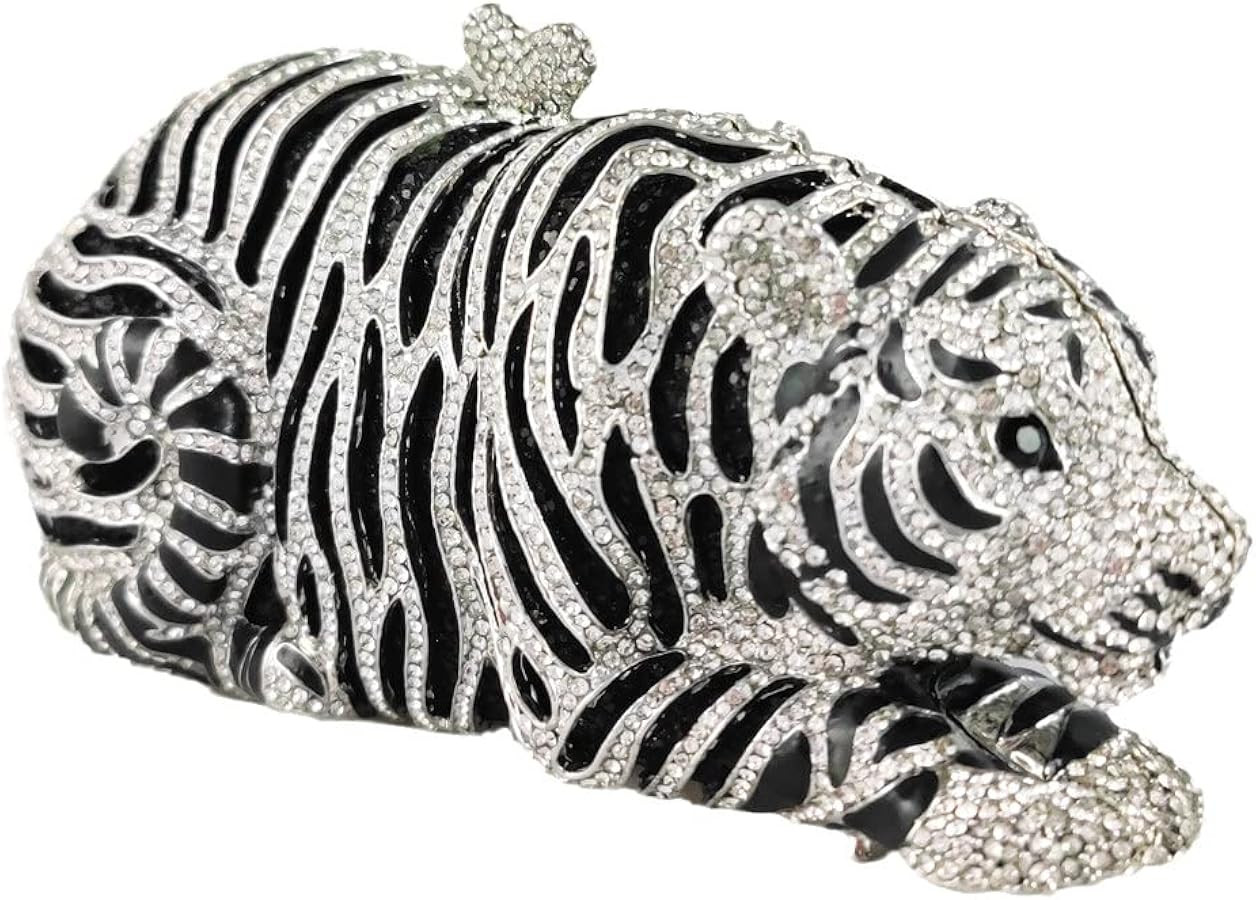 Boutique De FGG Tiger Rhinestone Clutch Purse for Women Formal Evening Bag Sparkly Bridal Wedding... | Amazon (US)