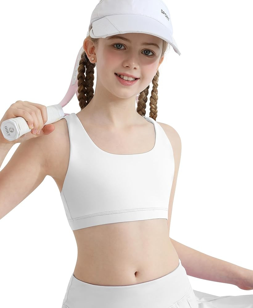 DOCUMO Girls Sports Bras Cross Back Training Bras for Girls Padded Scoop Neck for Kids Teens Athl... | Amazon (US)