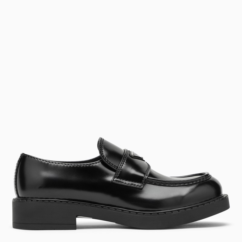 Chocolate loafer in black brushed leather | The Double F