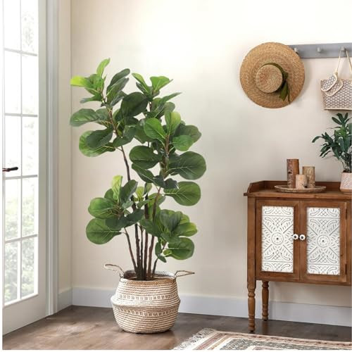 GlowSol Faux Fiddle Leaf Fig Tree, 4 Ft Artificial Ficus Lyrata Plant | Amazon (US)