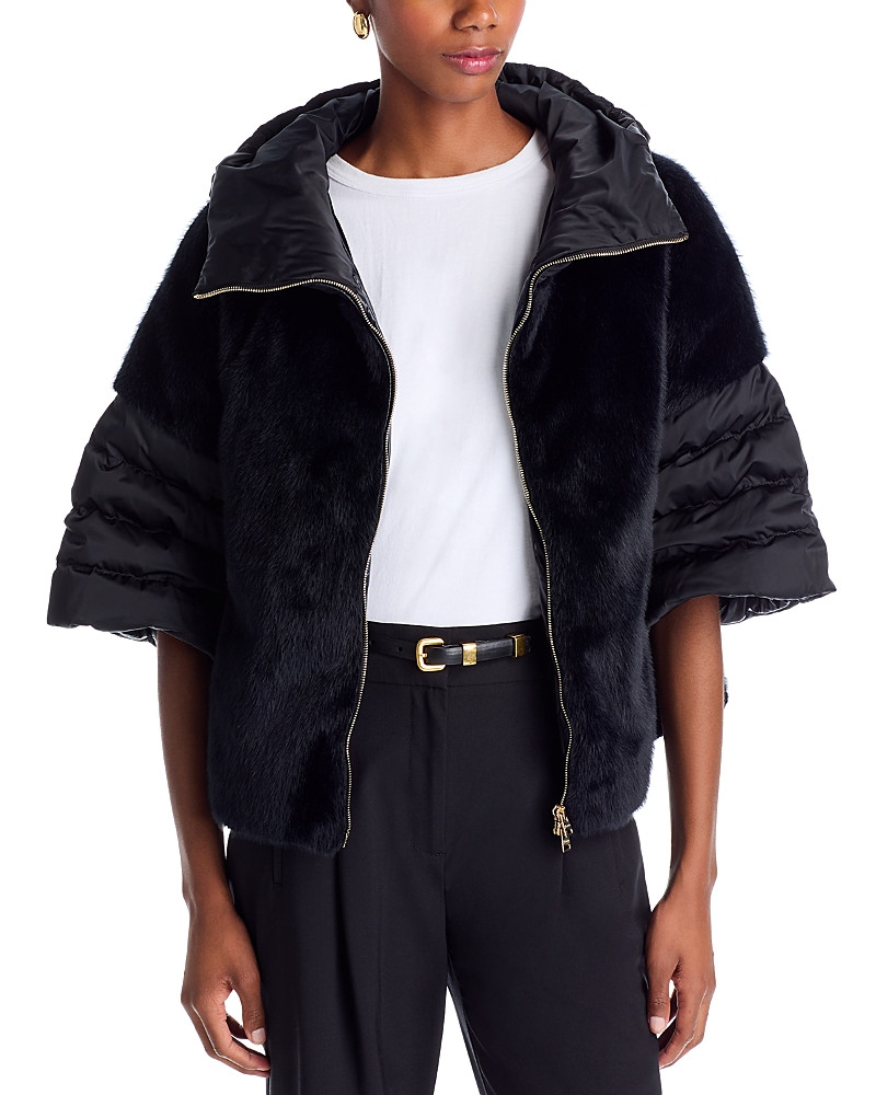 Herno Satin Short Sleeve Faux Fur Jacket | Bloomingdale's (US)