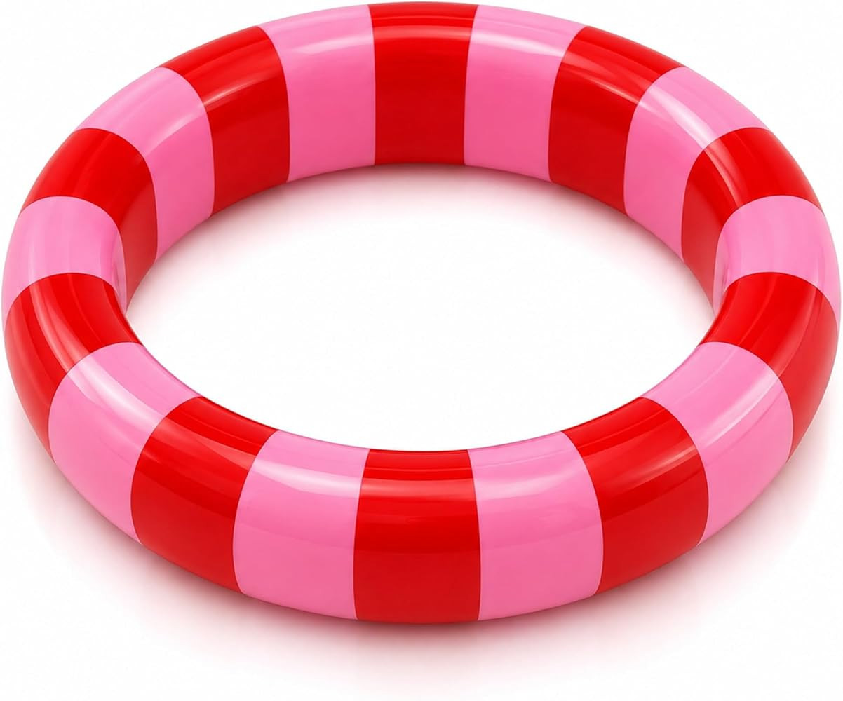 Chunky Resin Bracelets Stripe Bracelets for Women Colorful Y2K Bangles Summer Beach Jewelry Acces... | Amazon (US)