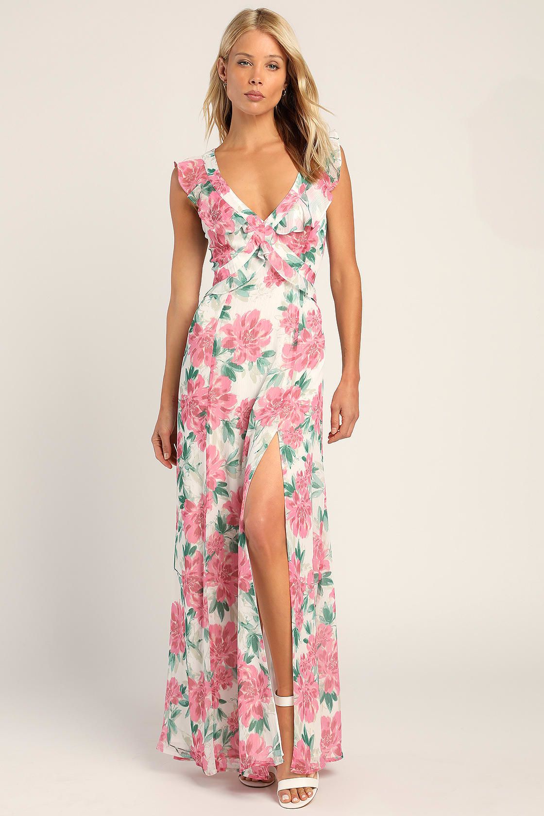 Sensational Spring White Floral Print Ruffled Maxi Dress | Lulus (US)