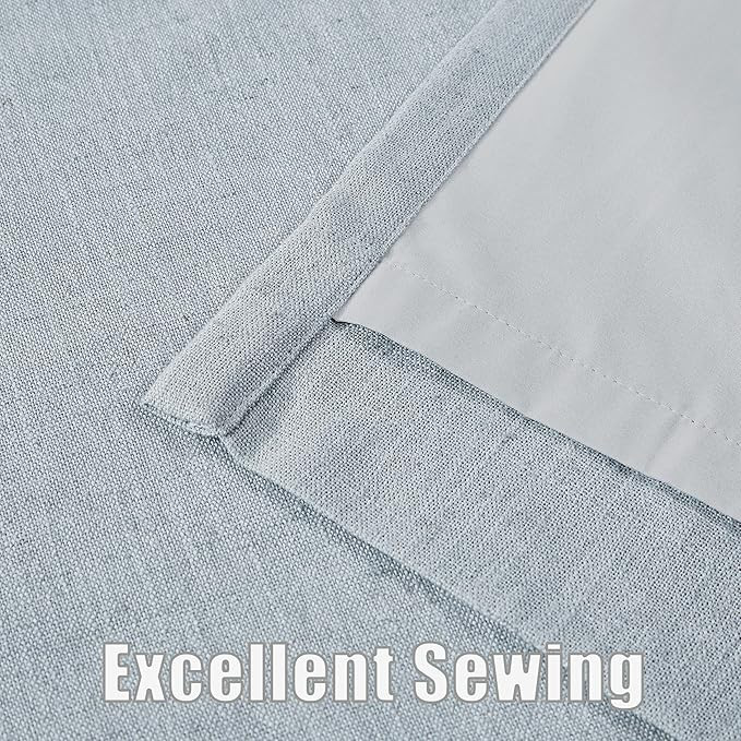 Kayne Studio Blue Fog Pinch Pleated Full Blackout Curtains, Linen Blend Room Darkening Thermal In... | Amazon (US)